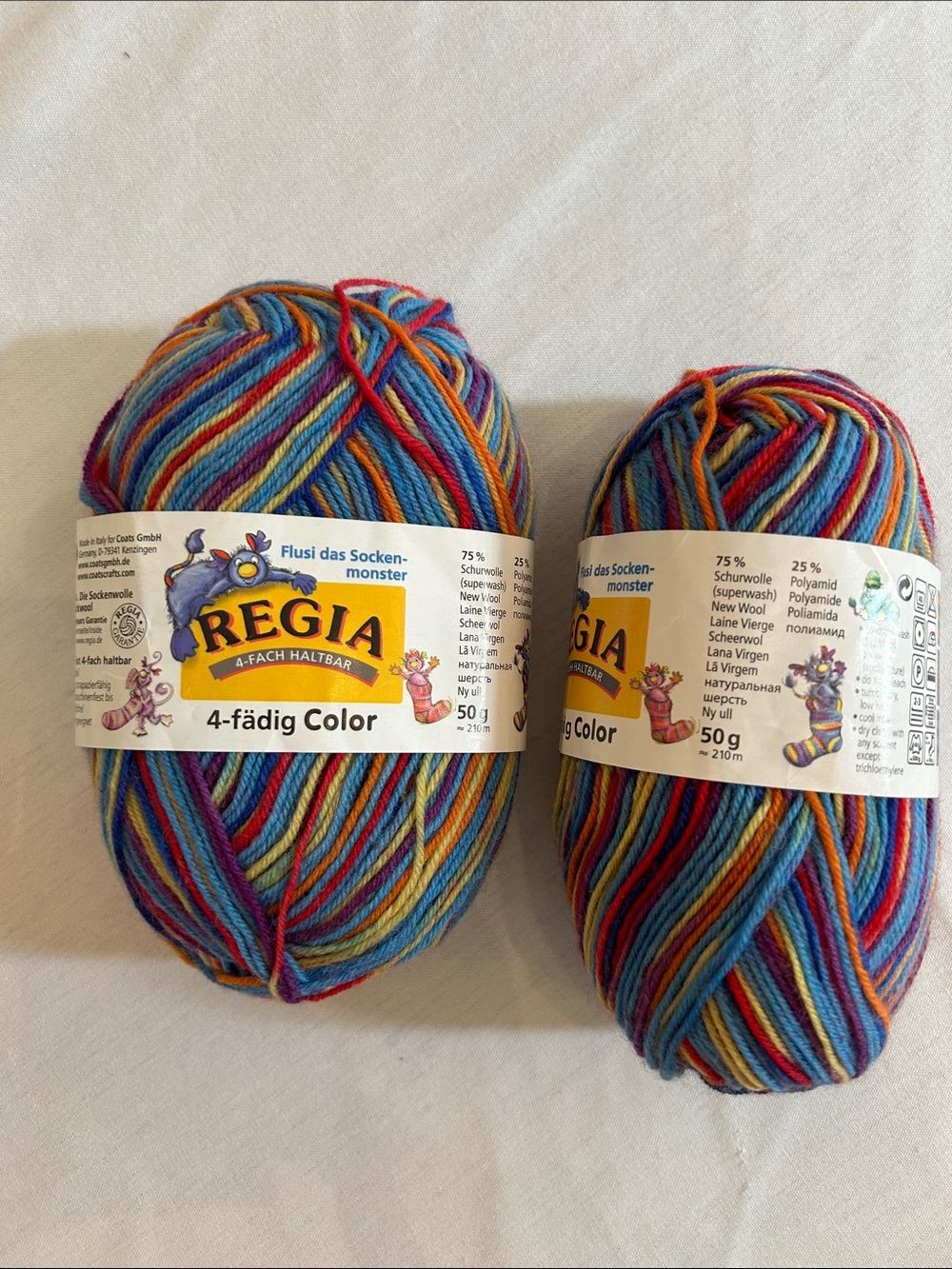4-fädig Color Multicolor Sock Yarn - Bright Mixed Colors